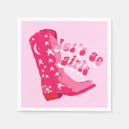 Schattige Meisje Roze Rood Disco Cowgirl Boot Servet