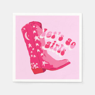 Schattige Meisje Roze Rood Disco Cowgirl Boot Servet