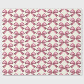 Schattige Meisje Roze Satijn Esthetische Boog Cadeaupapier (Vlak)