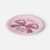 Schattige Meisje Roze Satijn Esthetische Boog Papieren Bordje (Gekanteld)