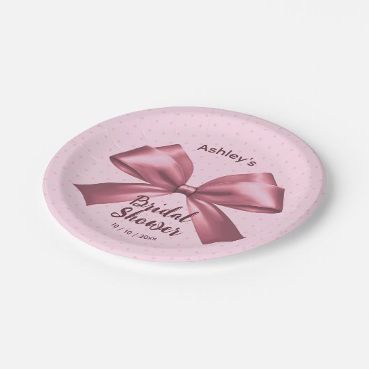 Schattige Meisje Roze Satijn Esthetische Boog Papieren Bordje (Gekanteld)