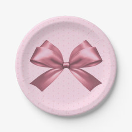 Schattige Meisje Roze Satijn Esthetische Boog Papieren Bordje