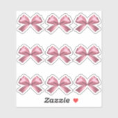 Schattige Meisje Roze Satijn Esthetische Boog Sticker (Vel)