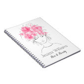 Schattige  meisje roze waterverf rozen-Floral Notitieboek (Rechterzijde)