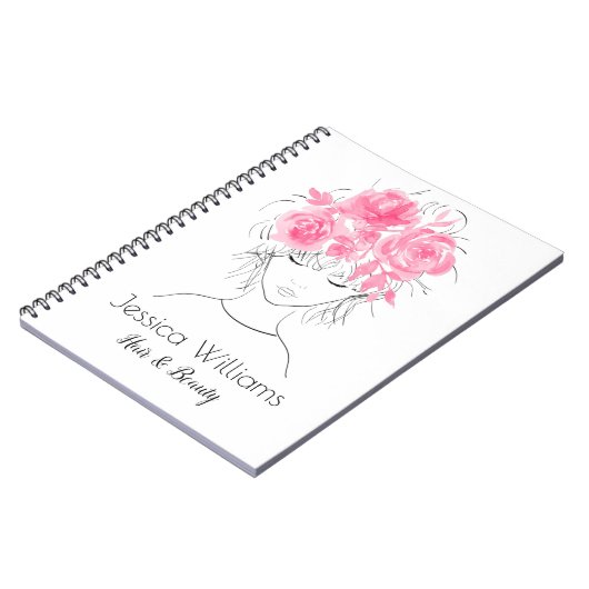 Schattige  meisje roze waterverf rozen-Floral Notitieboek (Linkerzijde)