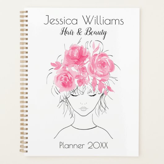Schattige  meisje roze waterverf rozen-Floral Planner (Voorkant)