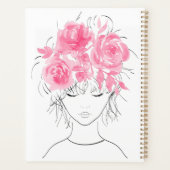 Schattige  meisje roze waterverf rozen-Floral Planner (Achterkant)