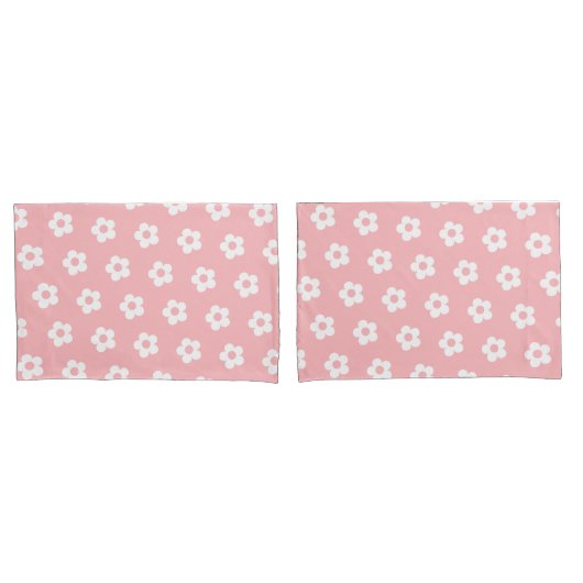Schattige Meisje Roze Wit Daisy Bloemen Patroon Kussensloop (Voorkant-Set)