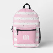 Schattige Meisje Roze Wit Strepen Stippen Monogram Bedrukte Rugzak (Voorkant)