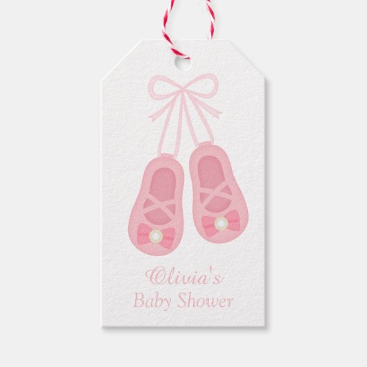 Schattige Meisje Schoenen Ballerina Baby shower La Cadeaulabel (Voorkant)