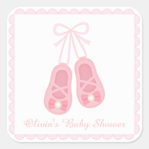 Schattige Meisje Schoenen Ballerina Baby shower La Vierkante Sticker