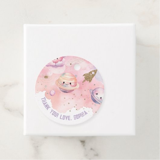 Schattige meisje Space Planets and Stars bedankt Bedankjes Labels (In situ)