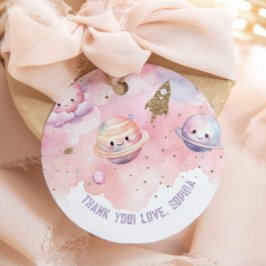 Schattige meisje Space Planets and Stars bedankt Bedankjes Labels