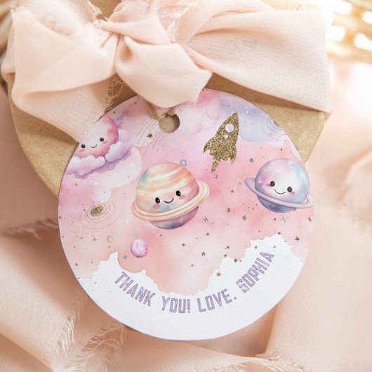 Schattige meisje Space Planets and Stars bedankt Bedankjes Labels