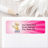 Schattige meisje spelen tennis etiket (Insitu)