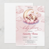 Schattige meisje teddybeer slapen over de maan kaart (Voorkant / Achterkant)