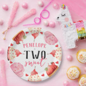 Schattige Meisje Twee Lief Ijs Verjaardag Papieren Bordje (Feest)