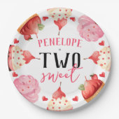 Schattige Meisje Twee Lief Ijs Verjaardag Papieren Bordje (Voorkant)