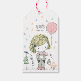 Schattige Meisje Verjaardag Dank u Favor tags Cadeaulabel