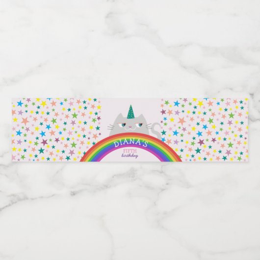 Schattige meisje verjaardag waterfles etiket (Enkel label)