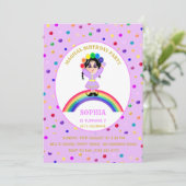 Schattige meisje verjaardagsfeestje kaart (Staand voorkant)
