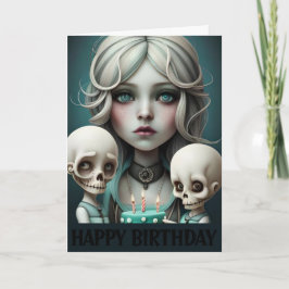 Schattige meisje verjaardagskaart schedels, humor, kaart