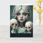 Schattige meisje verjaardagskaart schedels, humor, kaart (Gele Bloem)