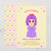 Schattige meisje verjaardagsuitnodiging kaart (Voorkant / Achterkant)