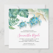 Schattige Meisje Verjaardagsuitnodigingen Tropisch Kaart (Voorkant)