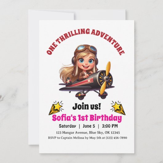 Schattige Meisje Vliegtuig, Luchtvaart Eerste Verj Kaart (Voorkant)