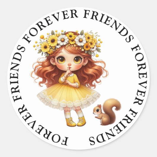 Schattige Meisje Vriendschap Stickers (Voorkant)