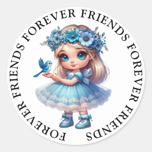 Schattige Meisje Vriendschap Stickers (Voorkant)