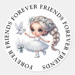 Schattige Meisje Vriendschap Stickers
