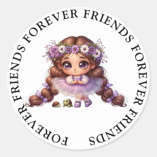 Schattige Meisje Vriendschap Stickers (Voorkant)