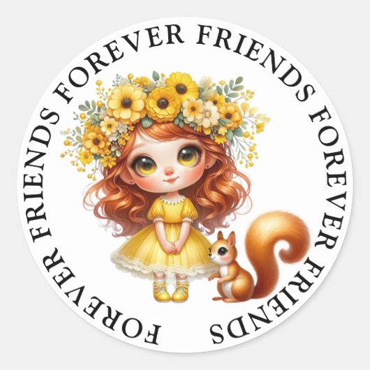 Schattige Meisje Vriendschap Stickers (Voorkant)