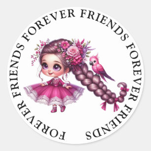 Schattige Meisje Vriendschap Stickers