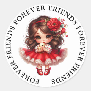 Schattige Meisje Vriendschap Stickers