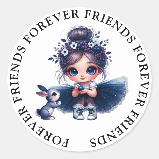 Schattige Meisje Vriendschap Stickers (Voorkant)