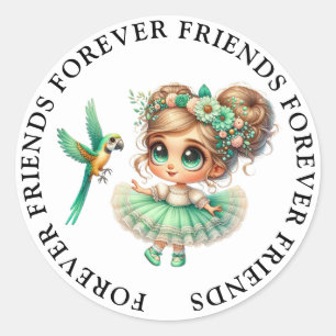 Schattige Meisje Vriendschap Stickers
