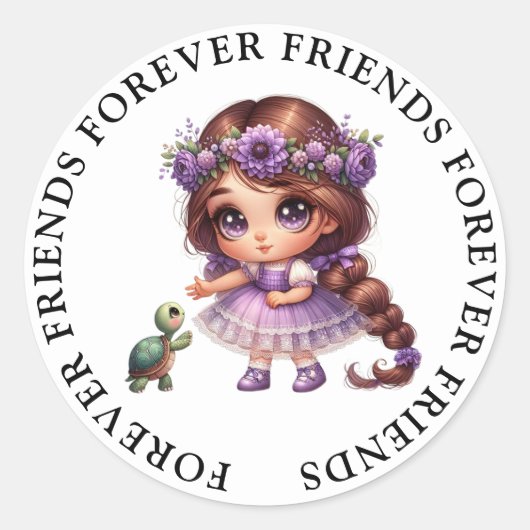 Schattige Meisje Vriendschap Stickers (Voorkant)