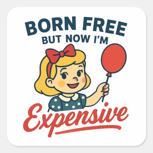 Schattige meisje, vrije geest vierkante sticker (Voorkant)