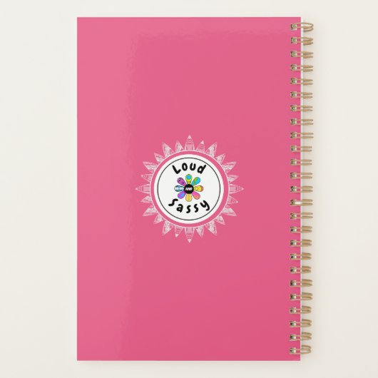 Schattige Meisje Vrouwelijk Roze Wit Monogram Planner (Achterkant)