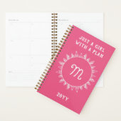 Schattige Meisje Vrouwelijk Roze Wit Monogram Planner (Display)