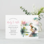 Schattige Meisje Waterverf Duck Baby shower Kaart (Staand voorkant)