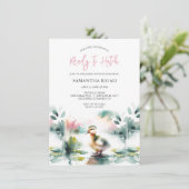 Schattige Meisje Waterverf Duck Baby shower Kaart (Staand voorkant)