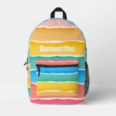 Schattige Meisje Waterverf Regenboog Strepen met N Bedrukte Rugzak (Voorkant)