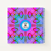 Schattige Meisje Whimsical Folk Art Roze Paarse Bl Notitieboek (Achterkant)