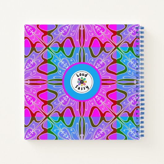 Schattige Meisje Whimsical Folk Art Roze Paarse Bl Notitieboek (Achterkant)