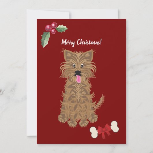 Schattige Meisje Yorkie Hond  Feestdagenkaart (Voorkant)