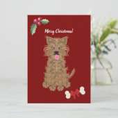 Schattige Meisje Yorkie Hond  Feestdagenkaart (Staand voorkant)